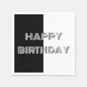 Serviette En Papier Joyeux Anniversaire Op Art Black White Party Table (Devant)