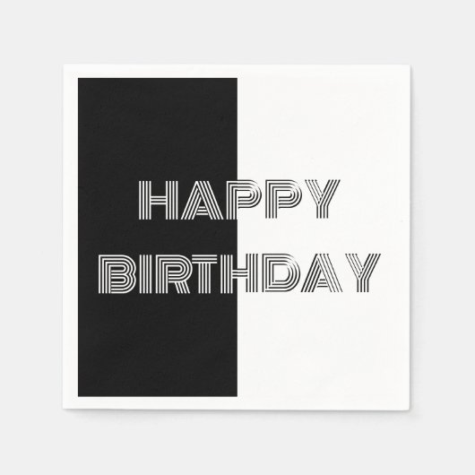 Serviette En Papier Joyeux Anniversaire Op Art Black White Party Table (Devant)