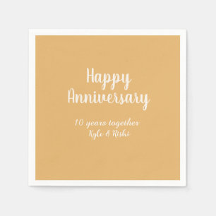 Serviette En Papier Joyeux anniversaire or blanc 10 ans nom date
