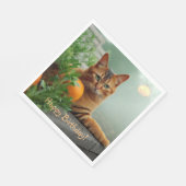 Serviette En Papier Joyeux Anniversaire Orange Tabby Cat (Coin)