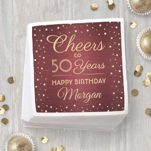 Serviette En Papier Joyeux Anniversaire Paillettes Bordeaux Doré Bross