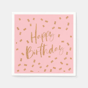 Serviette En Papier Joyeux Anniversaire Paillettes Dorées