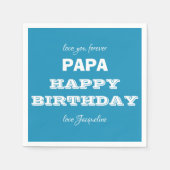Serviette En Papier Joyeux Anniversaire PAPA Moderne Script Nom Papier (Devant)