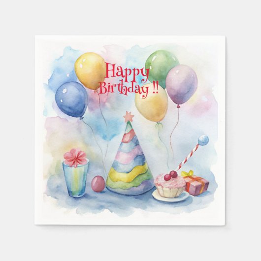 Serviette En Papier Joyeux anniversaire ! ! Papier (Devant)