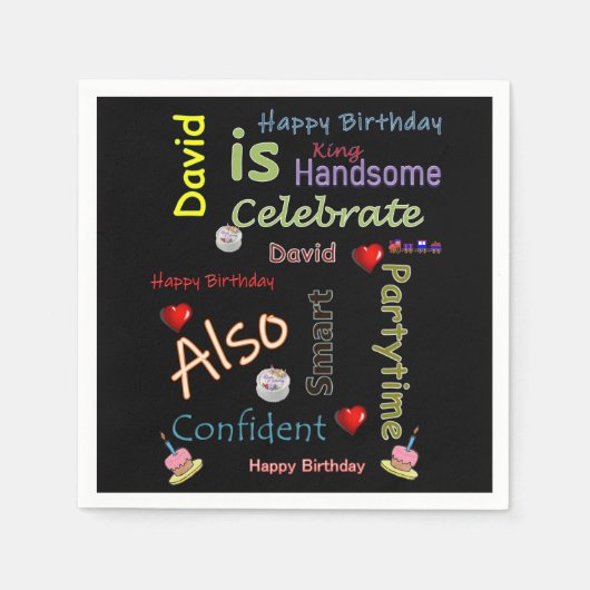 Serviette En Papier Joyeux Anniversaire Papier Napkins David (Devant)