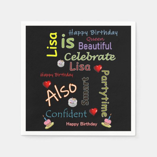 Serviette En Papier Joyeux Anniversaire Papier Napkins Lisa (Devant)