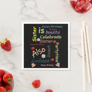 Serviette En Papier Joyeux Anniversaire Papier serviette Soeur