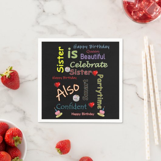 Serviette En Papier Joyeux Anniversaire Papier serviette Soeur (En situation)