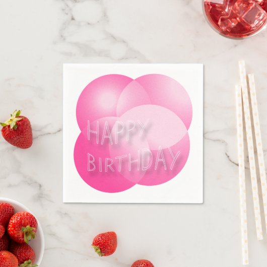 Serviette En Papier Joyeux Anniversaire Papier serviettes Bubbles rose (En situation)