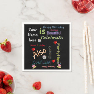 Serviette En Papier Joyeux Anniversaire Papier serviettes Votre nom ic