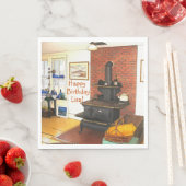 Serviette En Papier Joyeux Anniversaire Pays Cuisine Poêle à bois (En situation)