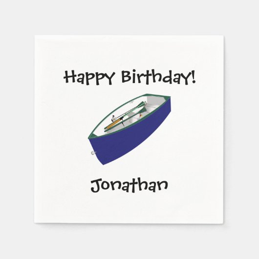 Serviette En Papier Joyeux Anniversaire Pêche Bateau Papier Napkins (Devant)