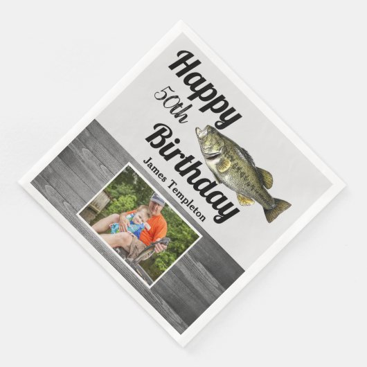 Serviette En Papier Joyeux Anniversaire Pêche Nom de la photo Père Nap (Coin)