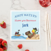 Serviette En Papier Joyeux Anniversaire Perroquet Pirate Et Papier Nav (En situation)