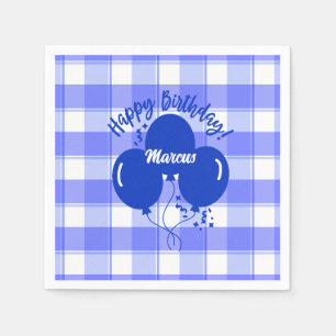 Serviette En Papier Joyeux Anniversaire Personnalisé Ballons Bleus Vér