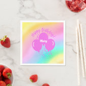Serviette En Papier Joyeux Anniversaire Personnalisé Rainbow Hot rose  (En situation)