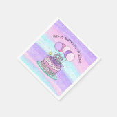 Serviette En Papier Joyeux anniversaire personnalisé rose et violet (Coin)