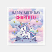 Serviette En Papier Joyeux Anniversaire Personnalisé Unicorn Magique (Devant)