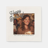 Serviette En Papier Joyeux Anniversaire Photo Amusante Élégante Fête P (Devant)