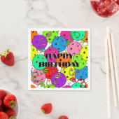 Serviette En Papier Joyeux Anniversaire Pickleball Ballons Confetti Bl (En situation)