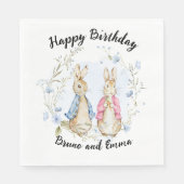 Serviette En Papier Joyeux anniversaire Pierre et lapin Flopsy (Devant)