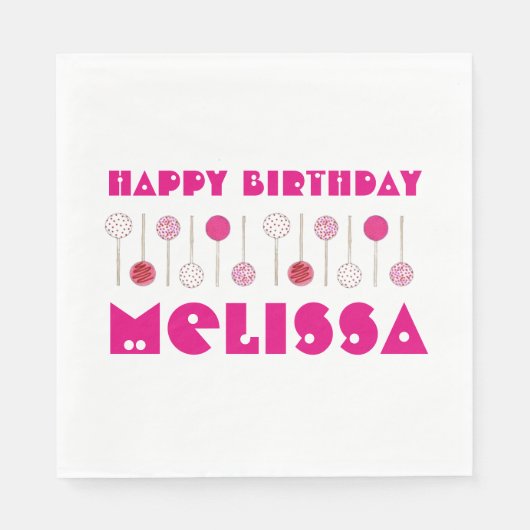 Serviette En Papier Joyeux Anniversaire Pink Frosted Cake Pops Party F (Devant)