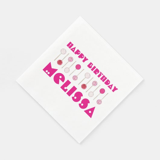 Serviette En Papier Joyeux Anniversaire Pink Frosted Cake Pops Party F (Coin)