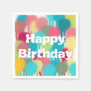 Serviette En Papier Joyeux anniversaire Pink Paint Party