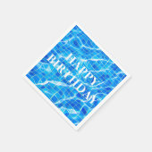Serviette En Papier Joyeux Anniversaire Piscine Bleue Aquatique (Coin)