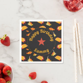 Serviette En Papier Joyeux Anniversaire Poisson Tropical