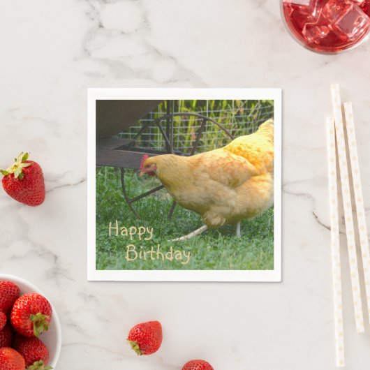 Serviette En Papier Joyeux Anniversaire Poulet Napkin (En situation)