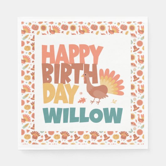 Serviette En Papier Joyeux anniversaire pour la Turquie qui donne des  (Devant)