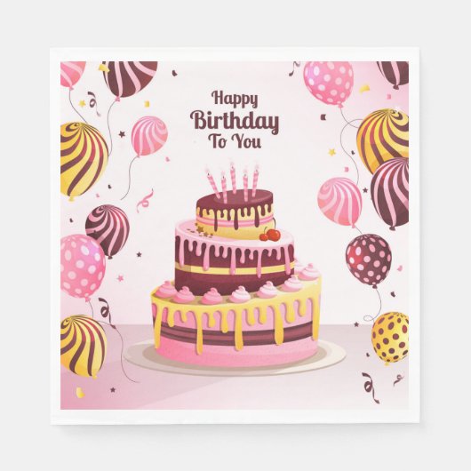 Serviette En Papier Joyeux Anniversaire Pour Vous (Devant)