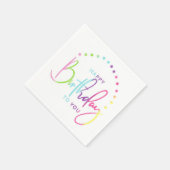Serviette En Papier Joyeux Anniversaire Pour Vous Couleurs Arc En Ciel (Coin)