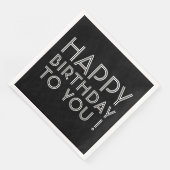 Serviette En Papier "Joyeux Anniversaire Pour Vous !" Noir et blanc (Coin)