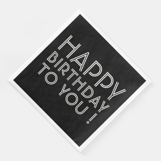Serviette En Papier "Joyeux Anniversaire Pour Vous !" Noir et blanc (Coin)