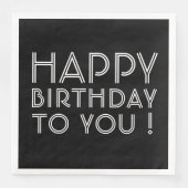 Serviette En Papier "Joyeux Anniversaire Pour Vous !" Noir et blanc (Devant)