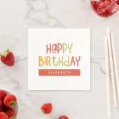 Serviette En Papier Joyeux Anniversaire Preppy Jouer Amusant Simple Sa (En situation)