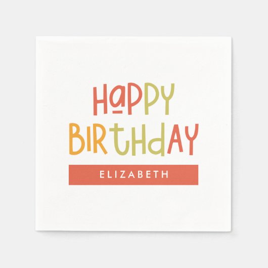 Serviette En Papier Joyeux Anniversaire Preppy Jouer Amusant Simple Sa (Devant)