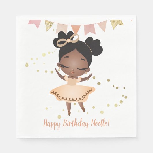 Serviette En Papier Joyeux anniversaire ! Princesse Ballerina avec cou (Devant)