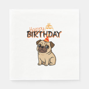 SERVIETTE EN PAPIER JOYEUX ANNIVERSAIRE PUG