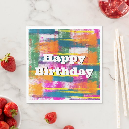 Serviette En Papier Joyeux anniversaire Rainbow Abstrait (En situation)