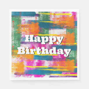 Serviette En Papier Joyeux anniversaire Rainbow Abstrait