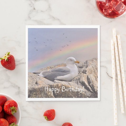 Serviette En Papier Joyeux anniversaire Rainbow Seagull (En situation)