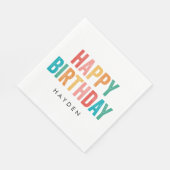 Serviette En Papier Joyeux Anniversaire Rainbow Type (Coin)