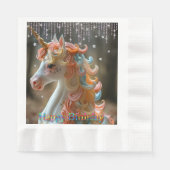 Serviette En Papier Joyeux anniversaire Rainbow Unicorn Cake Stars Par (Devant)