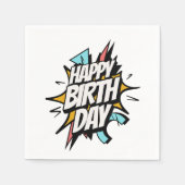 Serviette En Papier Joyeux Anniversaire Rétro BD ! (Devant)