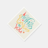Serviette En Papier Joyeux Anniversaire Rétro Design Napkins (Coin)