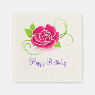 Serviette En Papier Joyeux Anniversaire rose