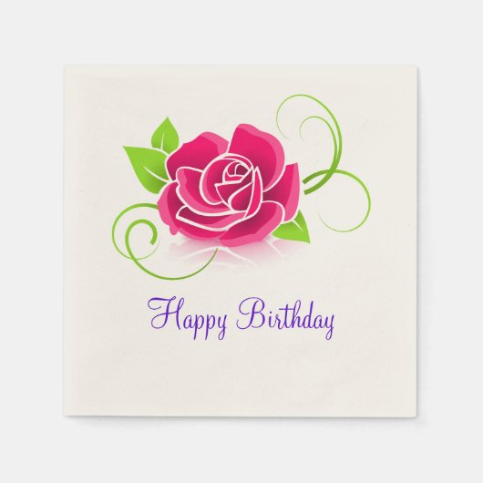 Serviette En Papier Joyeux Anniversaire rose (Devant)
